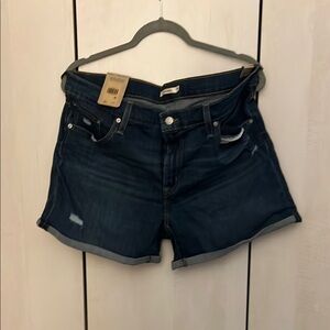 Levi's Blue Jean Shorts with Distressed Cut-Off Style